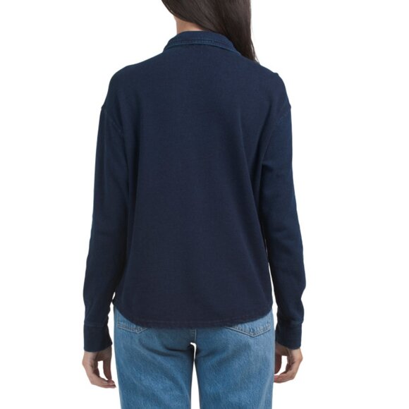 JANE & DELANCEY Dark Indigo French Terry Overshirt - Picture 2 of 2